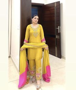 2024 Collection Beautiful Indian/Pakistani Hand-Zari Embroidery Work Kurta <b>Pant</b> Dupatta Dress Embellished Dabka Work Lace Button - Product Image 1