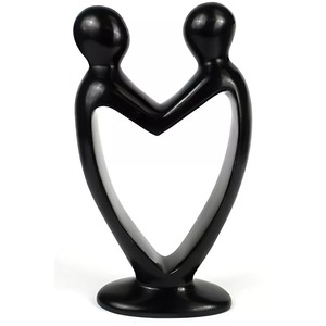 2 amantes esculturas de Metal en forma de corazón Base Circular recubierta de polvo negro decoración del hogar Decoración de mesa acento decorativo de alta calidad - Product Image 4
