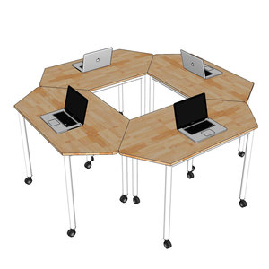 FOS 4-Piece Mobile <b>Table</b> Set Minimalist Modern Design Rhombus Pattern 197x180cm Assembled Rubber Wood Office Furniture-FOS018 - Product Image 4