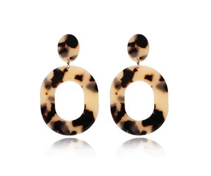 Boucles d'oreilles pendantes classiques en forme de feuille de Monstera écaille de tortue pour femme, bijoux fantaisie bohèmes en résine acrylique pour soirée, clips de mode - Product Image 2