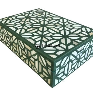 Hermosa caja de incrustaciones de hueso y madreperla hecha a mano para decoración de almacenamiento de regalos de joyería de Tradebyd - Product Image 1