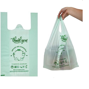 Bolsas de camisetas de compras con fuelle lateral biodegradable respetuosas con el medio ambiente personalizadas de fábrica OEM Impresión de huecograbado para embalaje de supermercado - Product Image 5