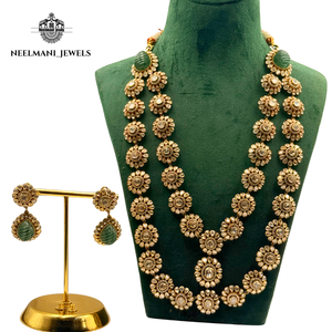 <b>Long</b> Polki Haram Moissanite <b>Necklace</b> - Product Image 1