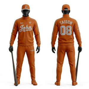 Premium 300 GSM Interlock Polyester Men Baseball Training Suit <b>Pink</b> Gold Contrast Panel <b>Tracksuit</b> Heat Transfer Logo - Product Image 5