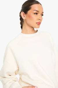 Ropa de calle de alta demanda Color crudo costura en blanco Sudadera de cuello redondo de gran tamaño para mujer sudadera de lana de algodón 100% Sostenible - Product Image 4