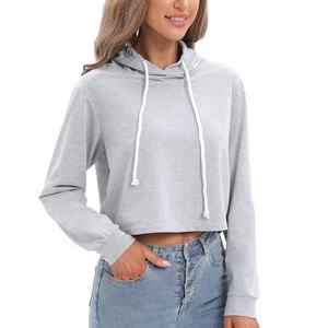 Custom Women's Winter Knitted Hooded Crop Top Hoodie Casual Oversize Pullover 100% Cotton casual - Product Image 1