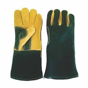 Hockey Palm Industrial Safety Cowhide Split Leather <b>Welding</b> <b>Gloves</b> Abrasion Heat Resistant Firefighting Construction Bbq <b>Gloves</b> - Product Image 1