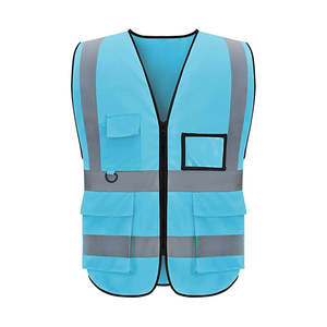 Full Customized <b>Black</b> Reflective Safety <b>Vest</b> Company Logo with Pockets Custom Color Fluorescent Visibility Work - Product Image 2