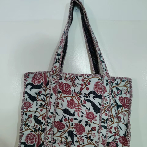 Sac fourre-tout en coton de grande taille, style mode estival, sac fourre-tout en coton matelassé, imprimé à la main, sac fourre-tout traditionnel indien fait à la main - Product Image 1