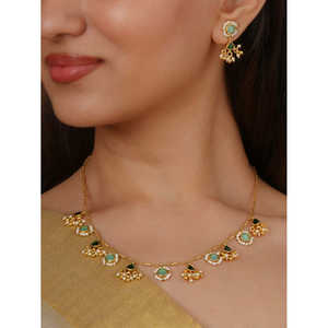 Conjunto de Collar y Aretes Mishr MR-S983 Chapados en Oro Verde Oscuro, Joyería de Moda para Mujer - Product Image 2