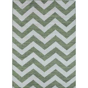 Alfombras de Lana y Viscosa Tejidas Planas Verdes Indusbar Adwv-13026 para el Hogar, Dormitorio, Sala de Estar, Habitación de Adolescentes, Rectangulares con Rayas Chevron - Product Image 1
