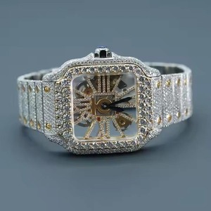 Reloj de Diamantes Moissanite Personalizado de Lujo, Alta Demanda, Automático, Completamente Incrustado, Caja Cuadrada de Acero Inoxidable, en Venta - Product Image 3
