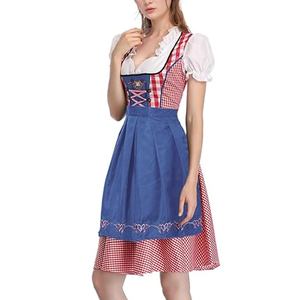 Fashion Oktoberfest Beer Girl Costume Plus Size 2025 Germany Tradition Oktoberfest Dirndl Beer Girl Costume Dress and Apron - Product Image 1