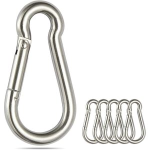 Hirola Set 6 Carabiner Hooks Hiking 304 Stainless Steel Heavy Duty Clips <b>Rope</b> <b>Chain</b> Anchor Multi-Purpose Camping - Product Image 1