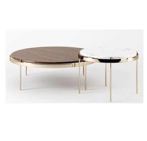 Roségold Couch tisch mit Holz & Marmorplatte Luxus Couch tisch aus gehärtetem Glas Profession elle Wohnzimmer Wohn möbel