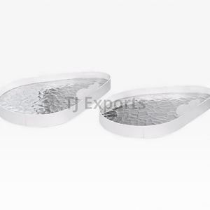 Round Pedestal Chocolate Server Set With Textured Hammered Metal Plates And Ivory Base For Luxury <b>Buffet</b> Dessert Display Unique - Product Image 4