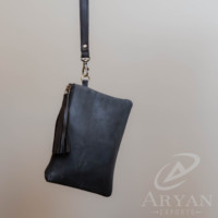 Tendance gros cheveux sur cuir de vachette véritable bracelet et pochette à pampilles en cuir fait main de qualité supérieure Western dames sac à main portefeuille