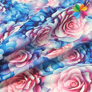 Tissu en soie 100D à impression numérique, motif floral 3D, matière douce, respirante et lisse, OEM et ODM - Product Image 2