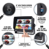 Détecteur d'angle mort AI BSD avec écran tactile IPS 9 pouces | Enregistreur DVR AHD 4 canaux 1080P 12-36V pour avertissement piéton/véhicule, pour camions et bus