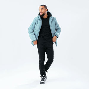 2024 Men's Casual Solid Color <b>Puffer</b> <b>Jacket</b> Hooded Stand Windproof Long Fabric Breathable Light Winter Coated <b>Thin</b> Pocket Street - Product Image 2