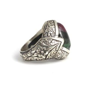 Men's 925 Sterling <b>Silver</b> Gemstone Ring with <b>Pen</b> Design & Rhodium Plating - Product Image 3