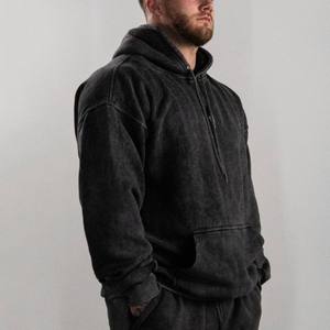 Sudadera con capucha de corte regular de lana Vintage para hombre personalizada con ropa informal bordada de algodón pesado ecológico para el invierno - Product Image 4