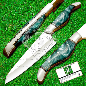 Cuchillo de chef de cocina de acero D2 hecho a medida de alta calidad, hoja afilada con Funda de cuero de resina, agarre de mano perfecto para un corte suave - Product Image 1