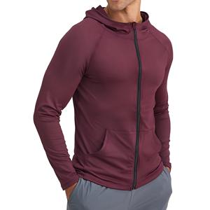 Wholesales Full Zip Men's Winter Solid Polyester/Cotton Breathable Quick Dry Workout Gym Hoodie Outdoor Running Plain Dyed - Product Image 1