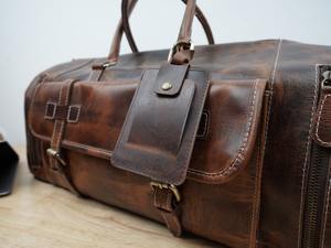 Luxury Genuine Leather Travel Luggage <b>Tag</b> <b>Personalised</b> Embossed Logo Suitcase <b>Tag</b> LLT-0034 - Product Image 4