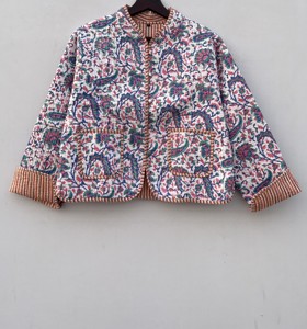 Chaqueta Bomber acolchada bordada de algodón hecha a mano para mujer, cuello levantado, informal, Diseño Artesanal, característica cálida - Product Image 1