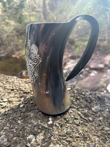 Vaso de cuerno de búfalo artístico hecho a mano para whisky y Brandy - Product Image 3