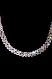 Chaîne de luxe unisexe en argent sterling 925 avec diamants Moissanite VVS taille baguette, sertis en canal géométrique - Product Image 4