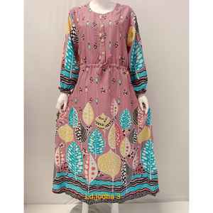 Robe Abaya Musulmane en Chiffon Casual à Motifs Floraux Sans Manches avec Boutons Devant et Taille à Cordon de Serrage pour l'Été - Product Image 1