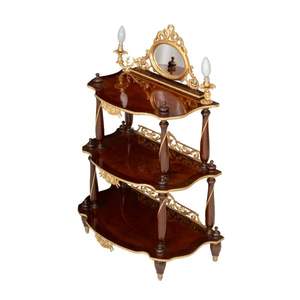 Consola Clásica de Lujo de Tres Niveles de Madera con Adornos de Latón - Product Image 5