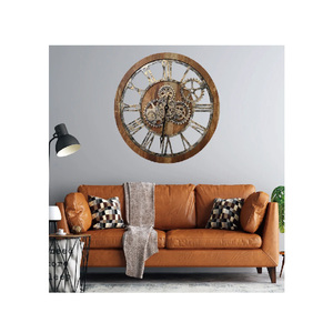 <span class=keywords><strong>Horloge</strong></span> murale 24 pouces <span class=keywords><strong>avec</strong></span> de vrais engrenages mobiles Vintage Brown - Product Image 4