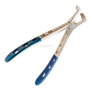 Medio azul titanio recubierto agujero diseño mango Fig 79 Dental extracción fórceps OEM/ODM patrón inglés extracción de dientes fórceps - Product Image 2