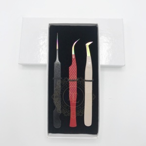 Pinzas para pestañas de acero inoxidable hechas a mano con logotipo personalizado de alta calidad, recién llegado, diseño único de arcoíris, revestimiento múltiple en polvo - Product Image 1