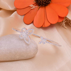 Brazalete de Plata de Ley S925 con Circonita Natural, Chapado en Plata, Diseño de Mariposa Vintage, Ajustable, para Fiesta - Product Image 4