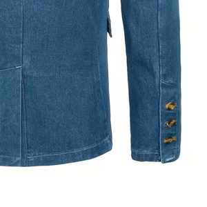 Veste en jean personnalisée de style vintage pour hommes de haute qualité 100% coton tricoté saison d'hiver avec bouton patchs - Product Image 6