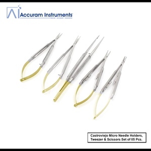 Castroviejo Micro ciseaux poignée enduite de titane noir de jais autoclavable 16cm,18cm, 20cm, Instruments chirurgicaux dentaires - Product Image 4