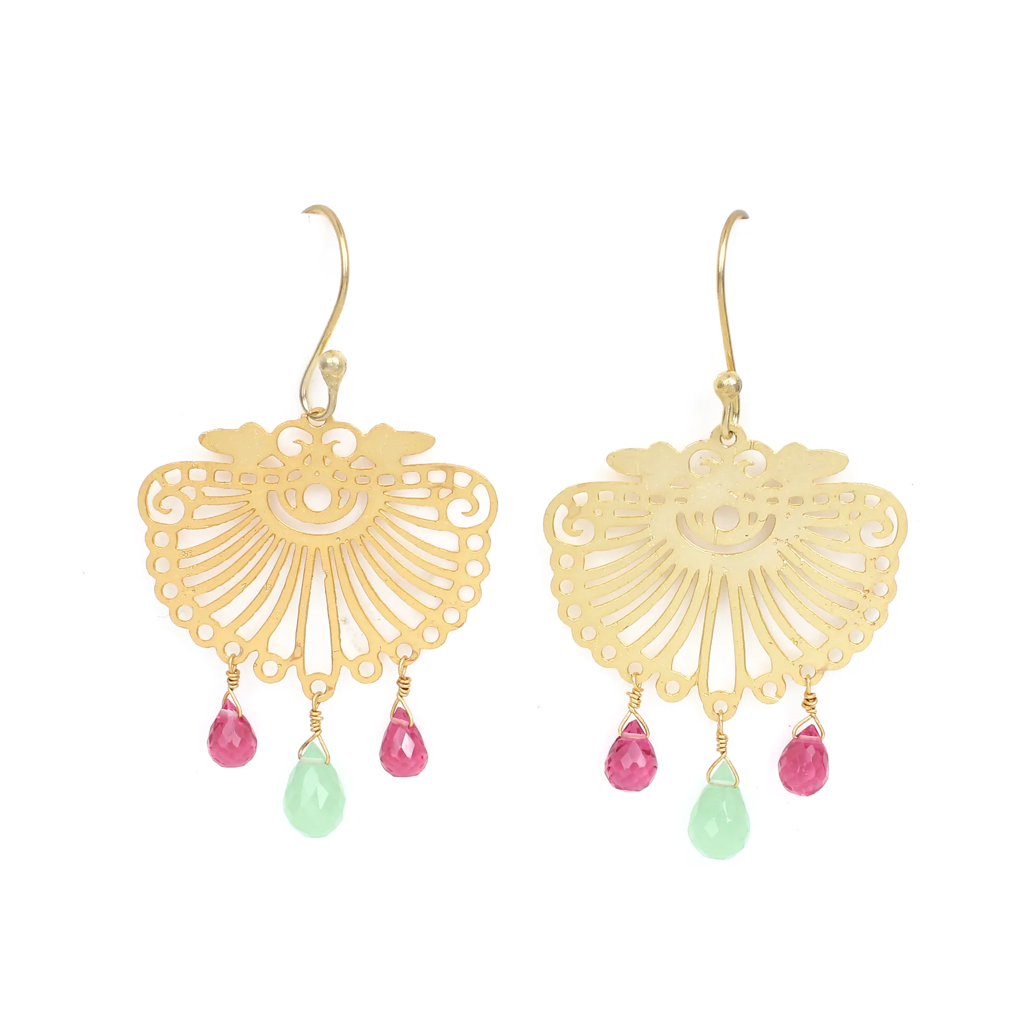 Chandelier Gemstone drop earring Filigree Earring Gold plated bridal jewelry - IG0176