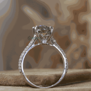 Anillo de Boda de Plata de Ley con Moissanita Cultivada en Laboratorio de 1.50 Quilates, Corte Redondo, Color Blanco Grisáceo, Estilo Vintage, Engaste de Garras, para Mujer - Product Image 3