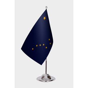 Banderas de escritorio personalizadas de Alaska, impresas digitalmente, estilo banderín, con asta de aluminio disponible, de algodón, poliéster, seda, personalizadas - Product Image 1