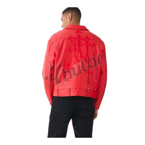 แจ็กเก็ตบอมเบอร์ขนสัตว์สำหรับผู้ชายเสื้อแจ็คเก็ตแบบถักลายคอตั้งย้อมสีโรงงานขนาดพิเศษ - Product Image 4