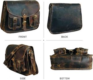 Handmade Brown Buffalo <b>Leather</b> Crossbody <b>Messenger</b> <b>Bag</b> Fashion Vintage Tooled Embossed Purse with Zip Closure for Women - Product Image 2