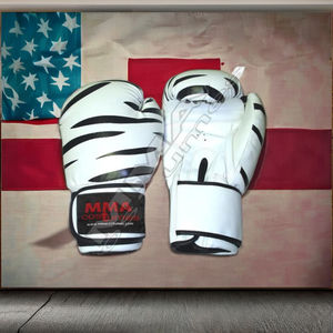 Gants de boxe en cuir imprimés camouflage urbain professionnel personnalisés, doublure zèbre, fermeture auto-agrippante, performance martial - Product Image 1