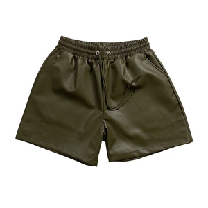 Pantalones cortos de piel auténtica retro americanos personalizados, pantalones cortos informales sueltos logotipo personalizado superventas OEM - Product Image 2