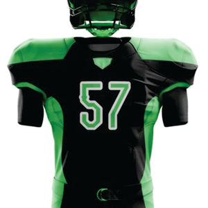 Ensemble d'uniformes de football américain vert noir pour hommes personnalisés matériel de sport d'entraînement durable en sergé respirant manches courtes - Product Image 2