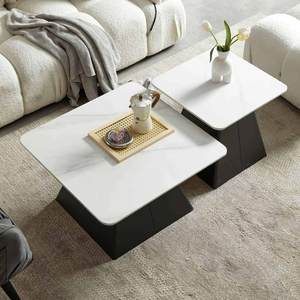 Table basse moderne avec plateau en céramique et pieds en fer pour salon - Product Image 4