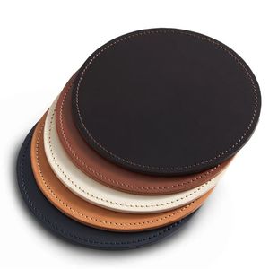 Leather <b>coasters</b> made for antique style decor with smooth texture and reliable <b>heat</b> resistant surface With Multicoloured - Product Image 1